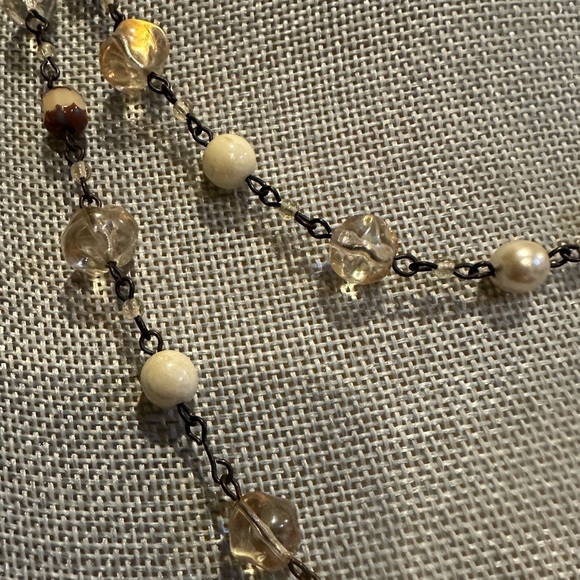 FURLA Brown Tan Ivory Beaded XL Chain Boho Necklace R $148 - Picture 5 of 9